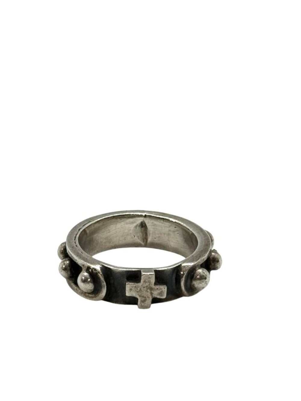 Sterling Silver Cross Band Ring Oxidized Artisan Gothic Biker Unisex Size 7.5 - Picture 8 of 8